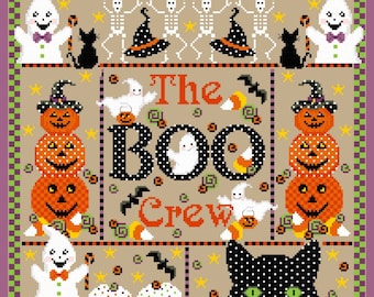 The Boo Crew Halloween Cross Stitch Chart Instant Download