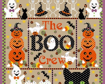 The Boo Crew Halloween Cross Stitch Chart Instant Download