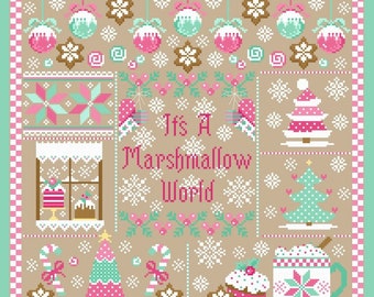 It's A Marshmallow World Christmas Sampler Cross Stitch PDF Chart