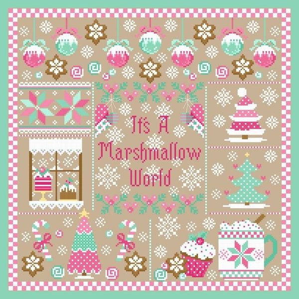 It's A Marshmallow World Christmas Sampler Cross Stitch PDF Chart