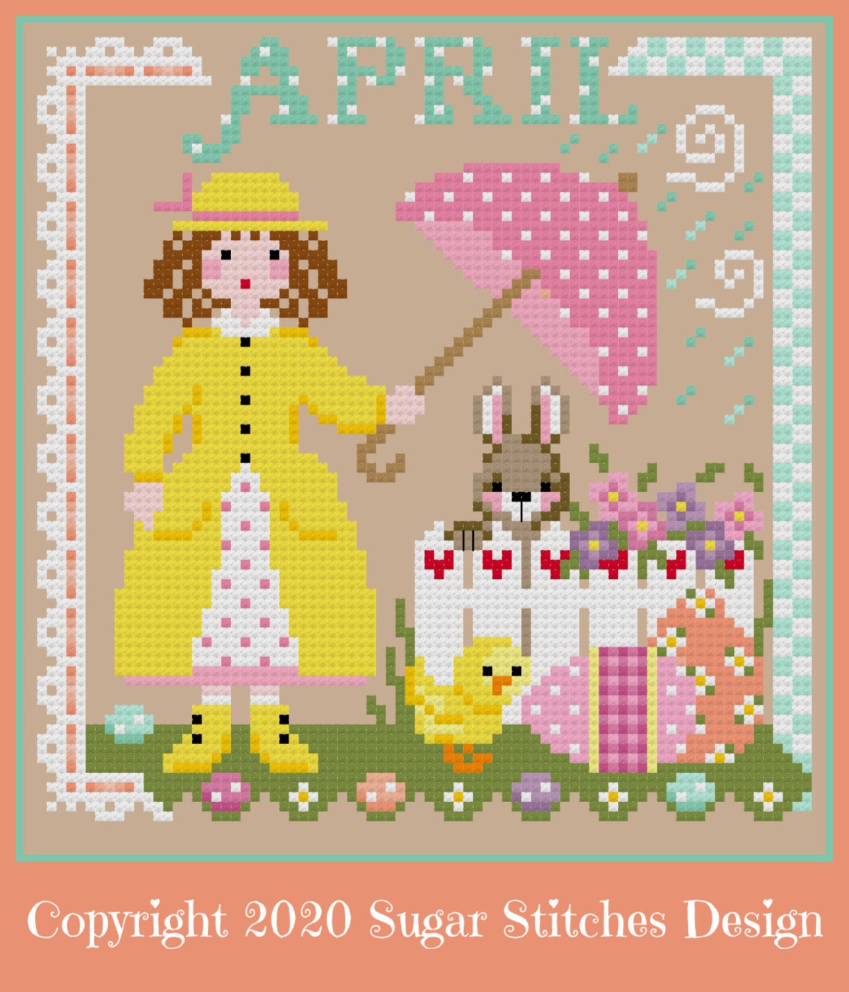 Miss April Calendar Girls Series Cross Stitch PDF chart