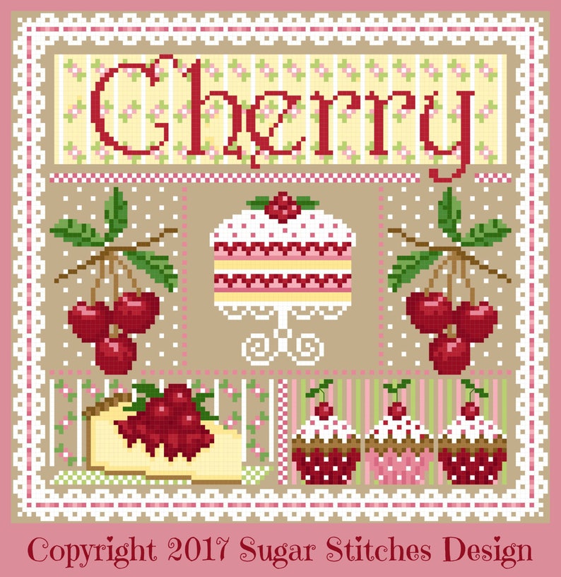 Cherry Sampler Cross Stitch Chart PDF image 1