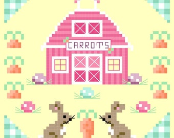 Bunny Trail Carrot Farm Easter Cross Stitch PDF chart