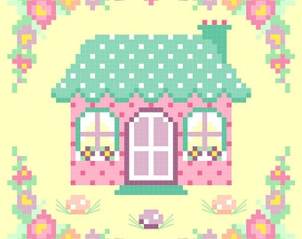 Bunny Trail Cottage Easter Cross Stitch PDF chart