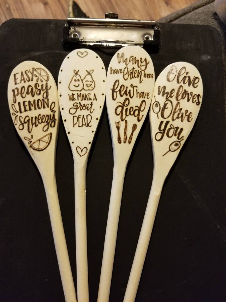 Woodburned Spoons. Kitchen Puns Funny Kitchen Decor. Gifts Etsy