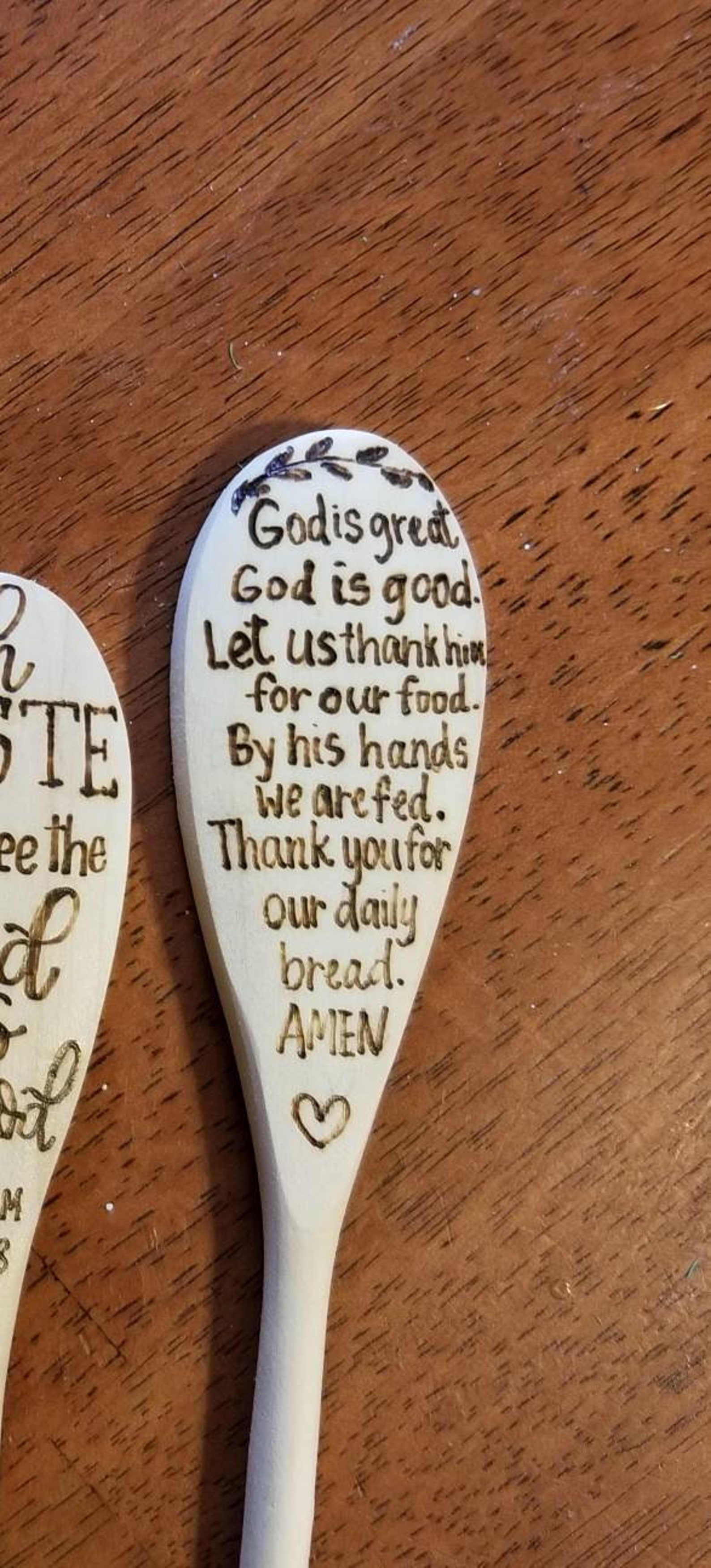 Wood burned christian themed spoons bible verse wood spoon Etsy