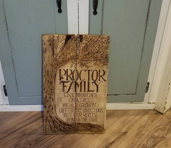 Family Tree Wood Burned Sign Like Branches On A Tree We All Grow In Different Directions But Our Roots Remain The Same Custom Rustic Sign