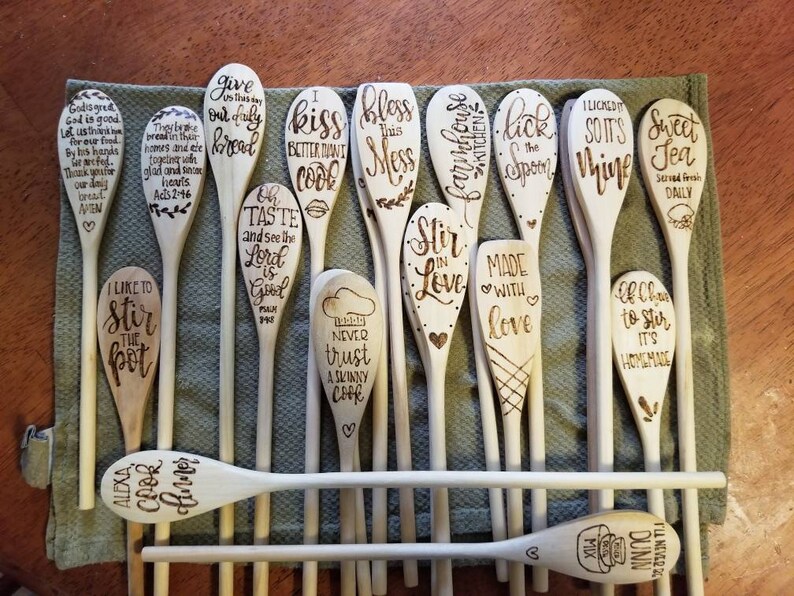 Wood Burned Christian Themed Spoons Bible Verse Wood Spoon Etsy