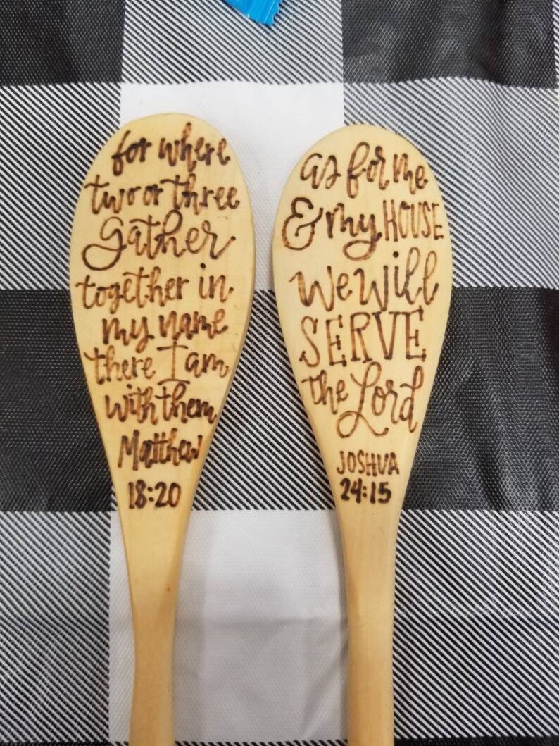 Wood Burned Christian Themed Spoons Bible Verse Wood Spoon Etsy