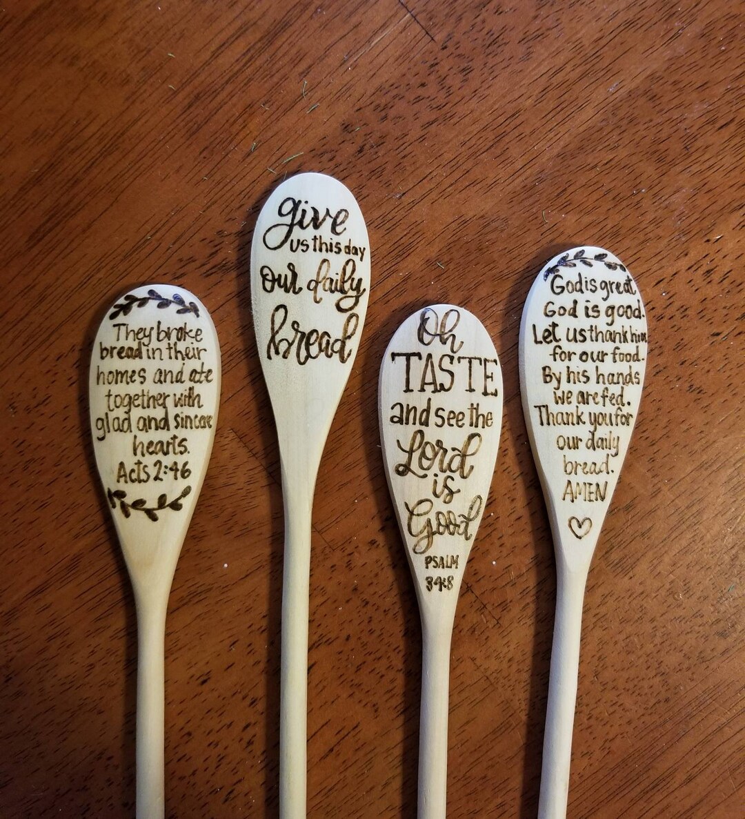 Wood Burned Christian Themed Spoons, Bible Verse Wood Spoon, Prayer