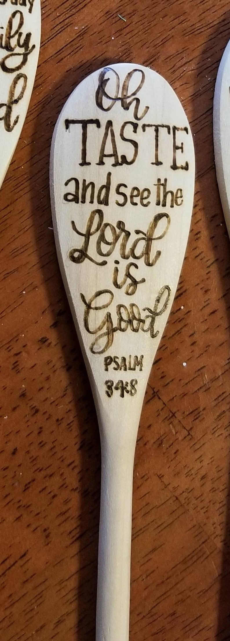 Wood Burned Christian Themed Spoons Bible Verse Wood Spoon Etsy