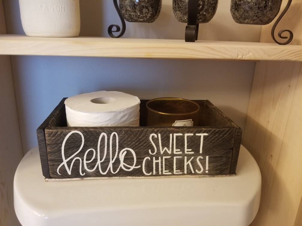 Hello sweet cheeks bathroom toilet box toilet paper storage Etsy