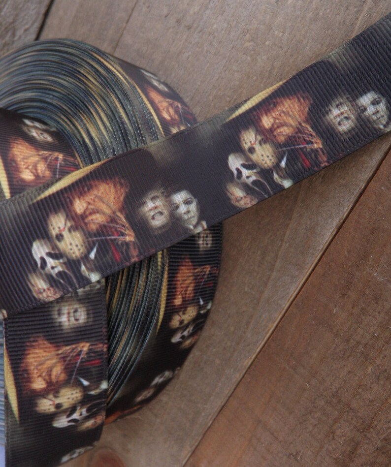 1/" 2 YARDS Horror Film Grosgrain Ribbon Jason Freddy Michael Scream Halloween