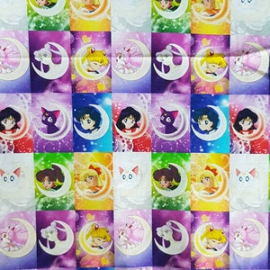 Sailor Moon 13inX 17 in Fat Quarter Piece Polyester Cotton Fabric