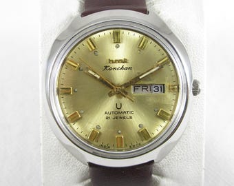 Original HMT KANCHAN 21 Jewels Automatic Day Date Pre-owned Men's Vintage Watch #C725
