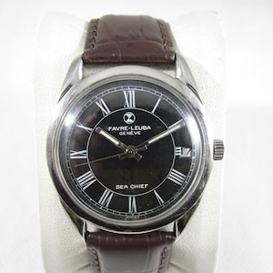 Original 100% Vintage FAVRE LEUBA GENEVE Date Sea-Chief Winding Swiss Wrist Watch #C564