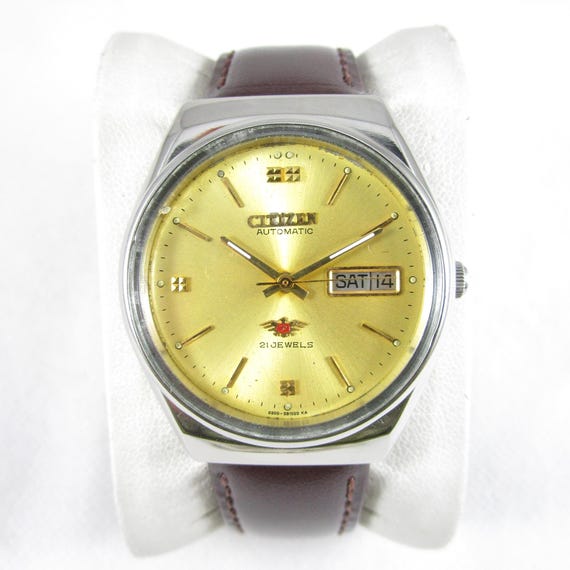 Vintage CITIZEN 21 Jewels Automatic Day Date Steel Case Japan Made