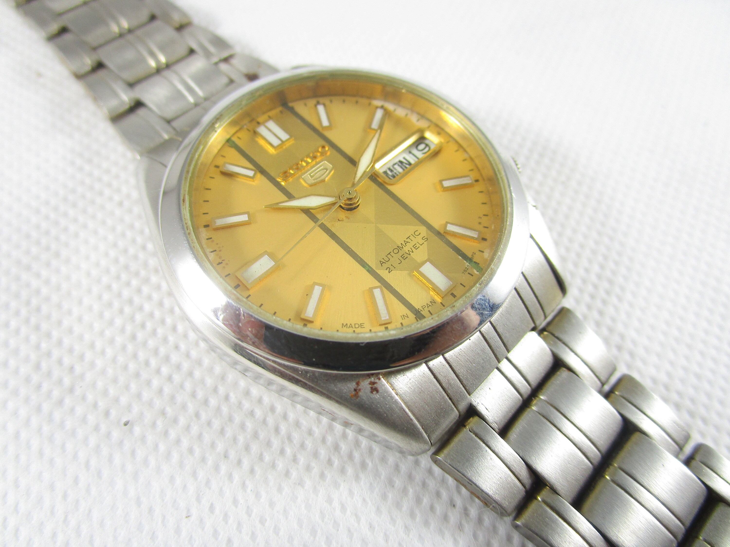 Original VINTAGE SEIKO 5 21 Jewels Day Date Automatic Japan Made
