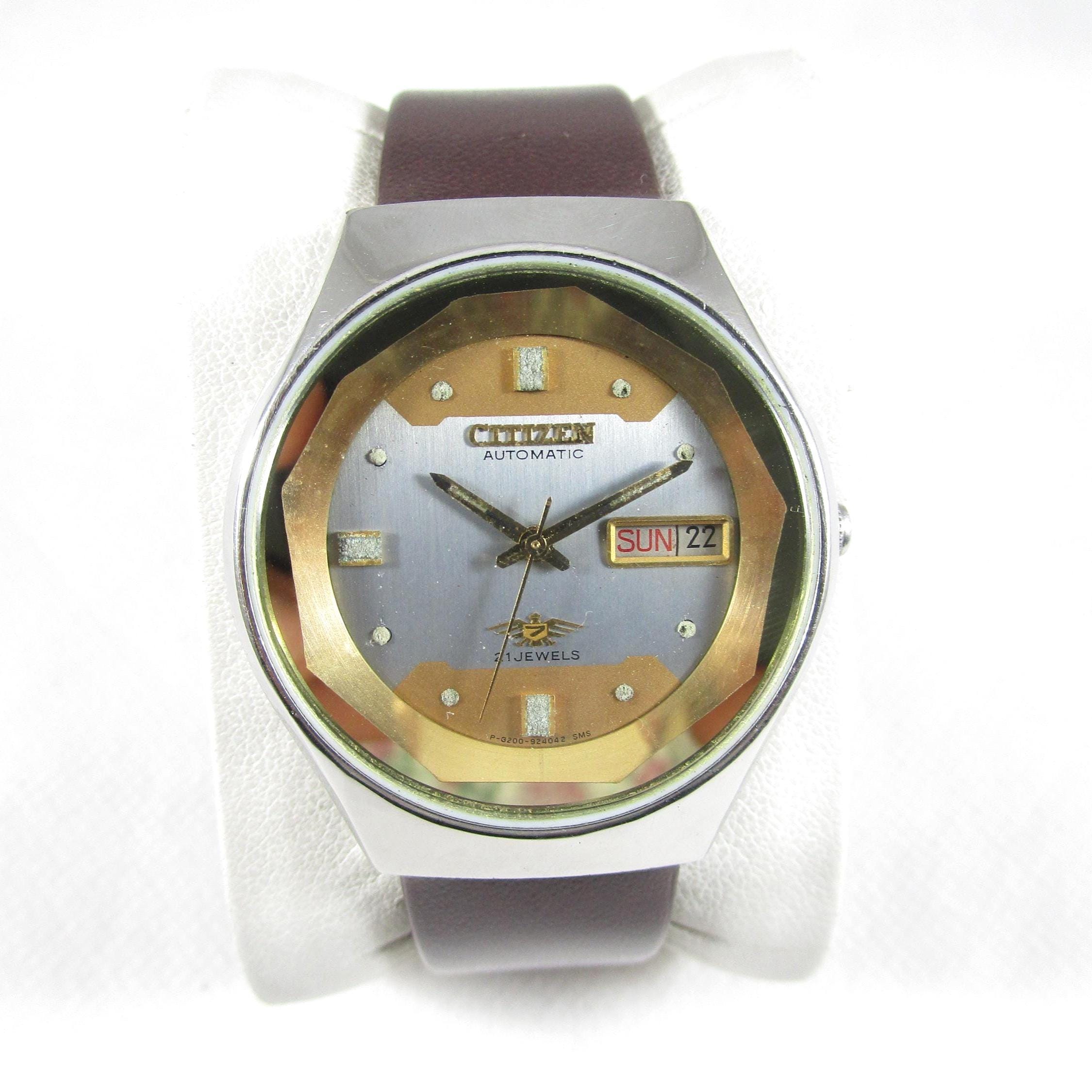 Vintage CITIZEN 21 Jewels Automatic Day Date Steel Case Japan Made