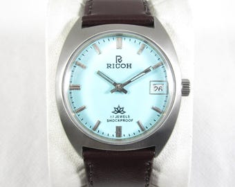 【希少 】70s RICOH 純正SSブレス 自動巻 21石 腕時計 Original Vintage RICOH Crystal Automatic 21 Jewels Japanese Wrist