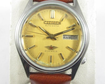 Vintage CITIZEN 21 Jewels Automatic Day Date Japan Made Watch