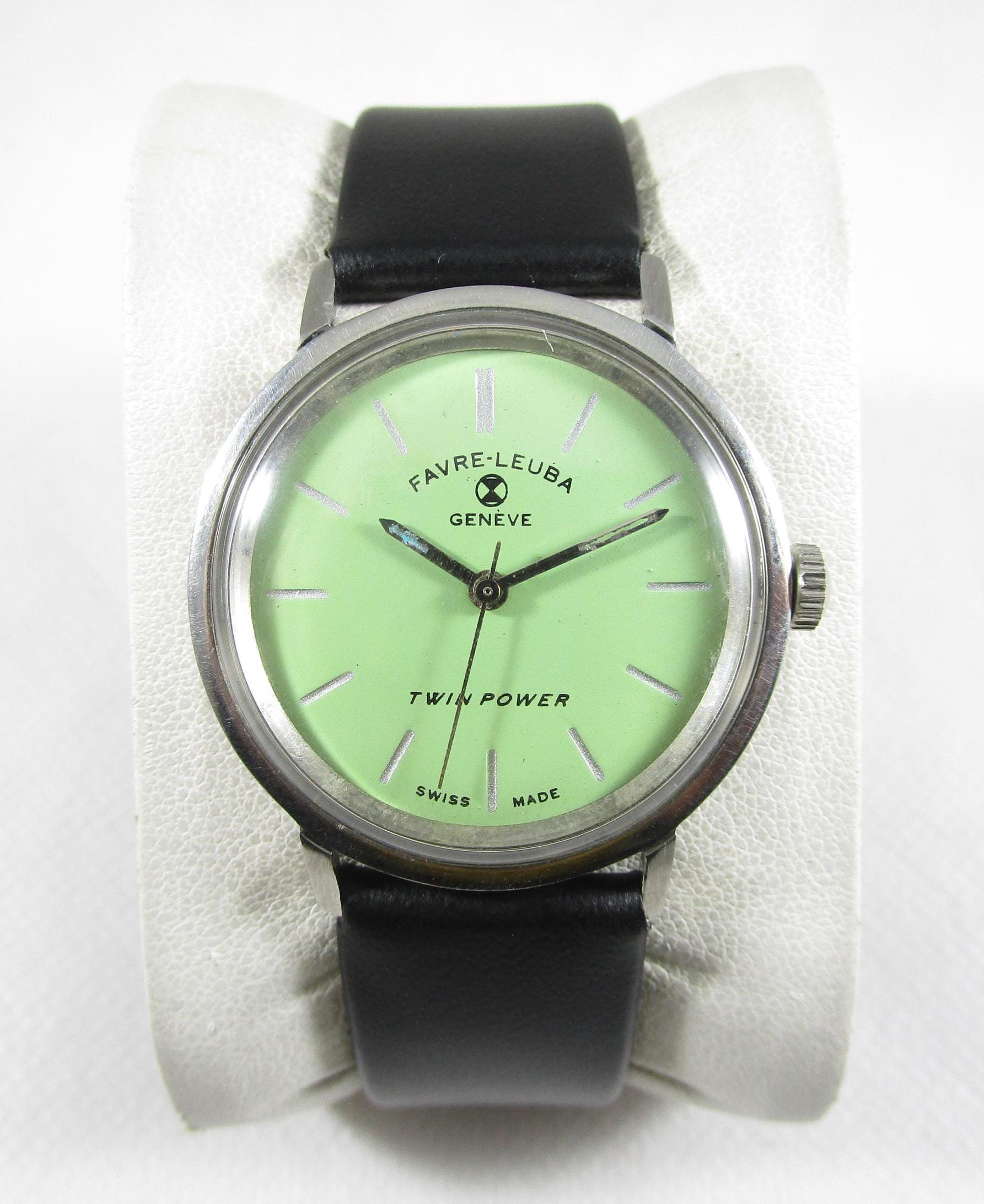 FAVRE-LEUBA ビンテージモデル　純正ケース　グリーン Original 100% Vintage FAVRE LEUBA GENEVE Twin Power Winding Swiss
