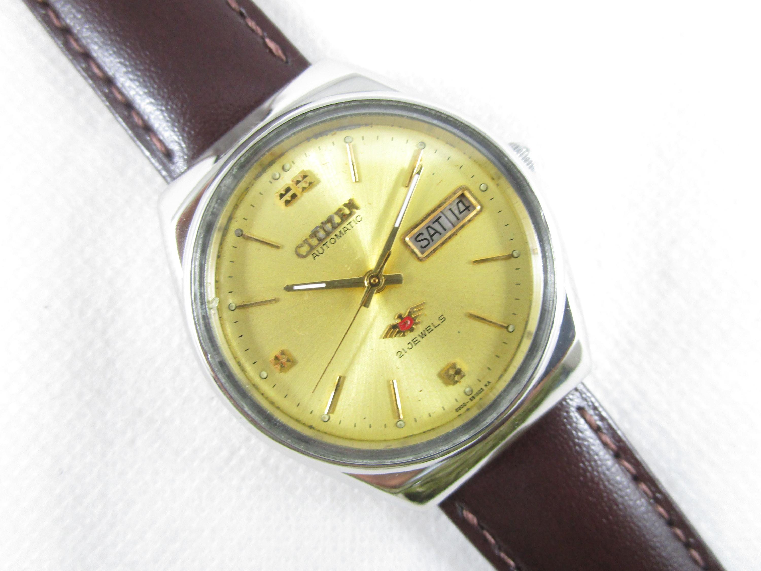 Vintage CITIZEN 21 Jewels Automatic Day Date Steel Case Japan Made