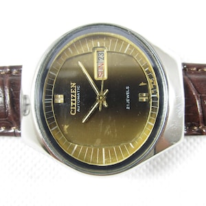 Original Vintage CITIZEN 21 Joyas Automático Día-Fecha Reloj hecho en Japón # Z147