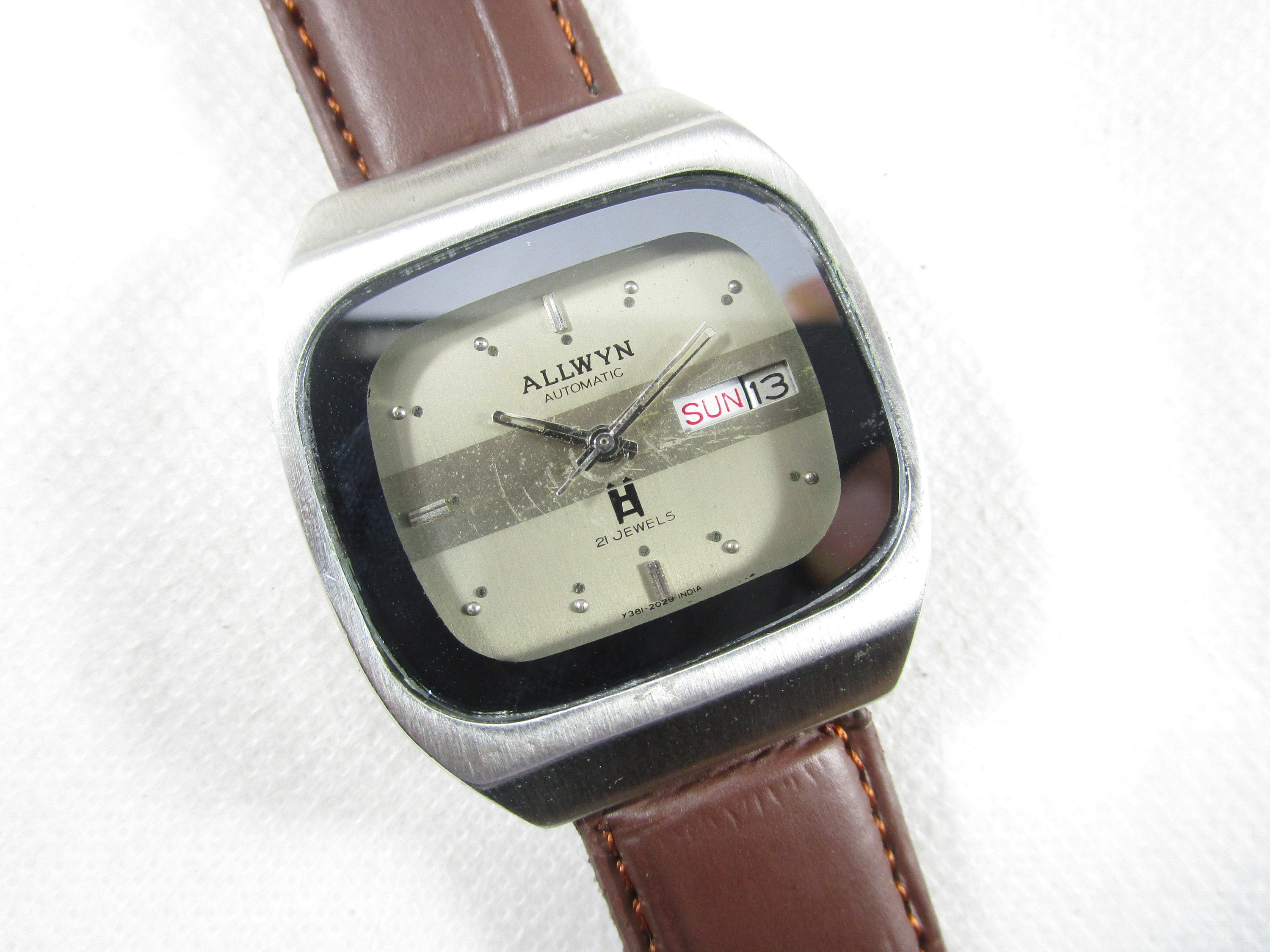 Origineel ALLWYN 21 juwelen automatische DAG DATUM Japanse pols heren vintage horloge B576 Etsy Nederland