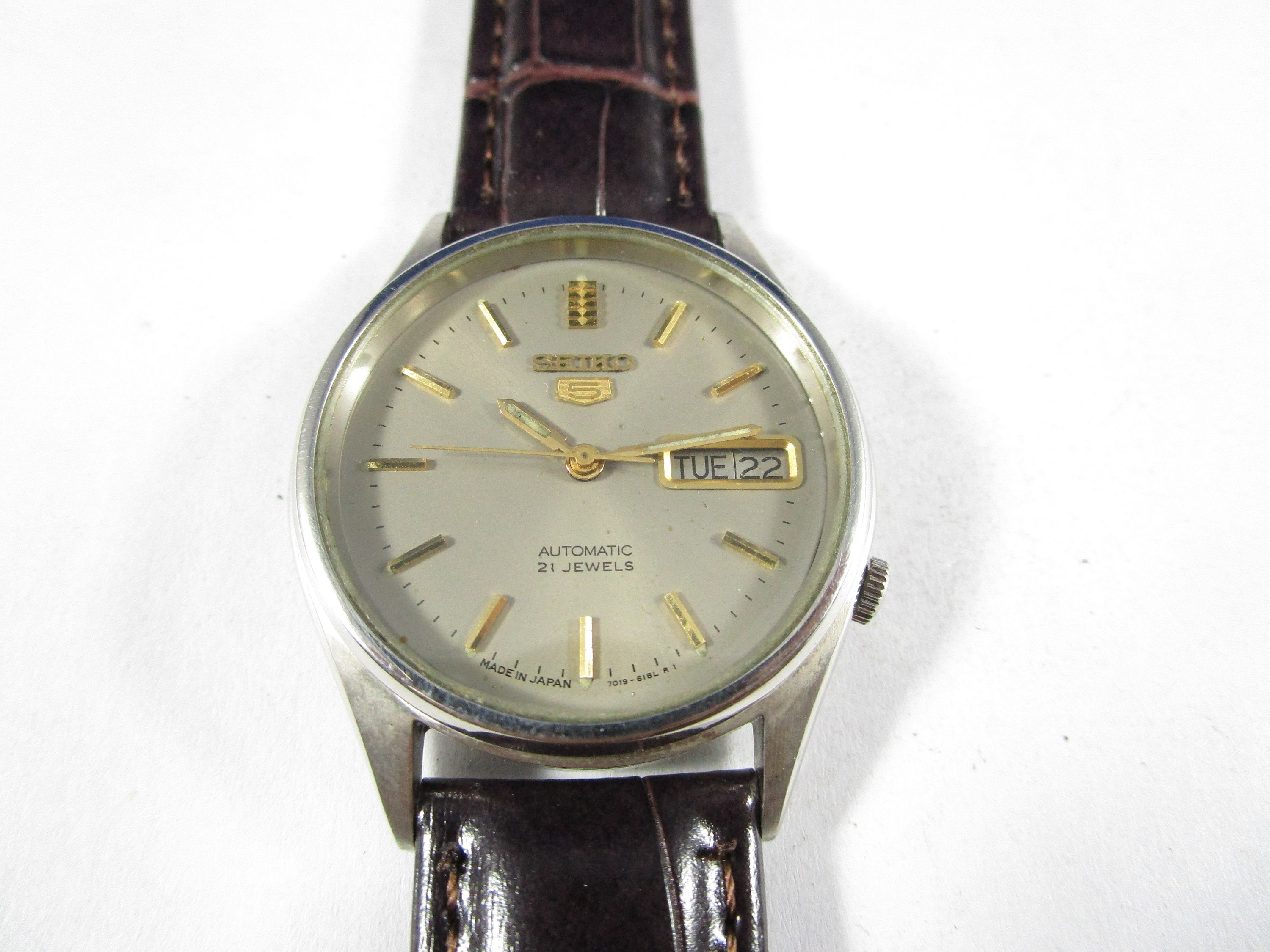 Original VINTAGE SEIKO 7019 Day-date 21 Jewels Original Dial