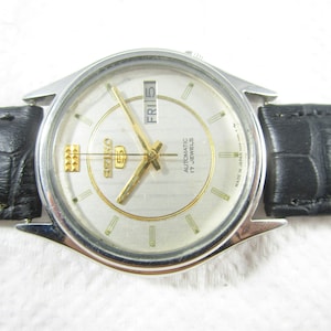 Originale VINTAGE SEIKO 5 17 GIOIELLI Quadrante originale Day Date Orologio da polso automatico realizzato in Giappone # E344