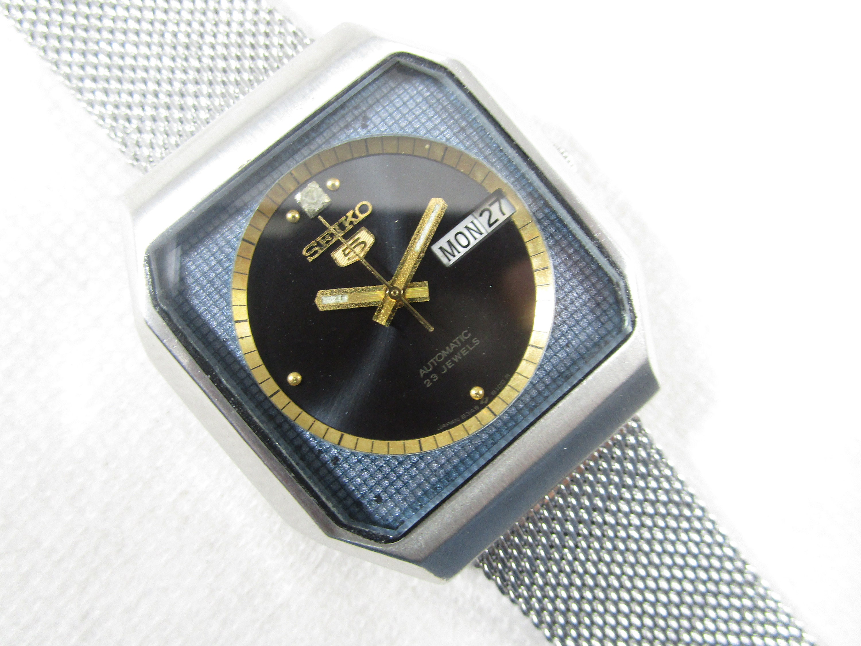 陽】 フランス語 × 英語の曜日 セイコー5 SEIKO 自動巻き 角形