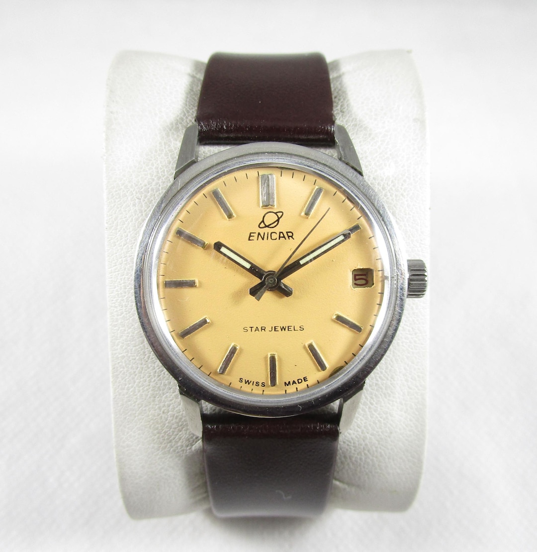 Original Vintage ENICAR STAR Jewels DATE Swiss Made Winding Watch
