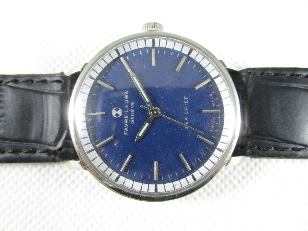 Original 100 Vintage FAVRE LEUBA GENEVE Sea chief Winding Swiss Wrist Watch Z525 Etsy