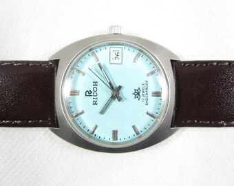 Original Vintage RICOH Hand Winding 17 Jewels Date Japanese Wrist