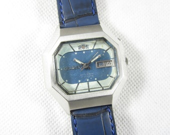 【美品】ビンテージ　Orient 自動巻き時計 21ジュエル 日付表示 ORIENT 自動巻き カットガラス 21石 デイデイト ヴィンテージ