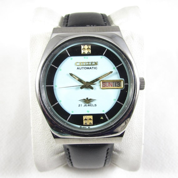 Vintage CITIZEN 21 Jewels Automatic Day Date Japan Made Watch# C738 View 2