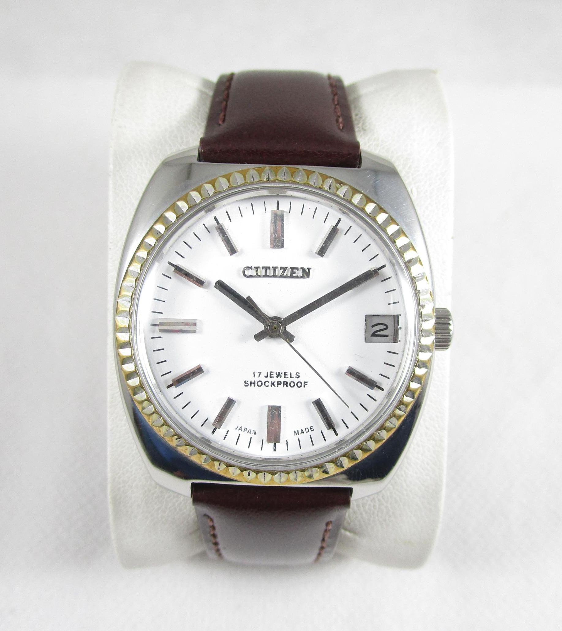 Vintage CITIZEN 17 JEWELS Hand Winding Date Japan Made Watch# C450
