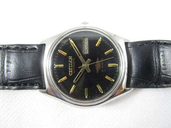 Montre Citizen Eagle Automatic 21 Joyaux Date-Day Années 80 - Acier Inox - Occasion