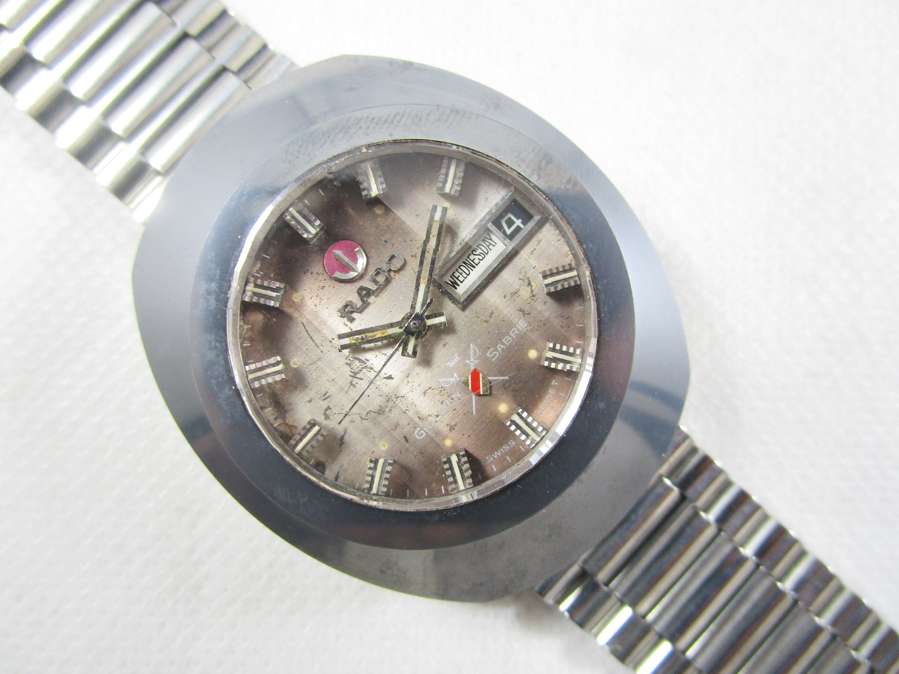 AUTHENTIC VINTAGE RADO Silver Diastar Automatic Day Date Swiss Made Men s Wrist Watch X3 Etsy UK
