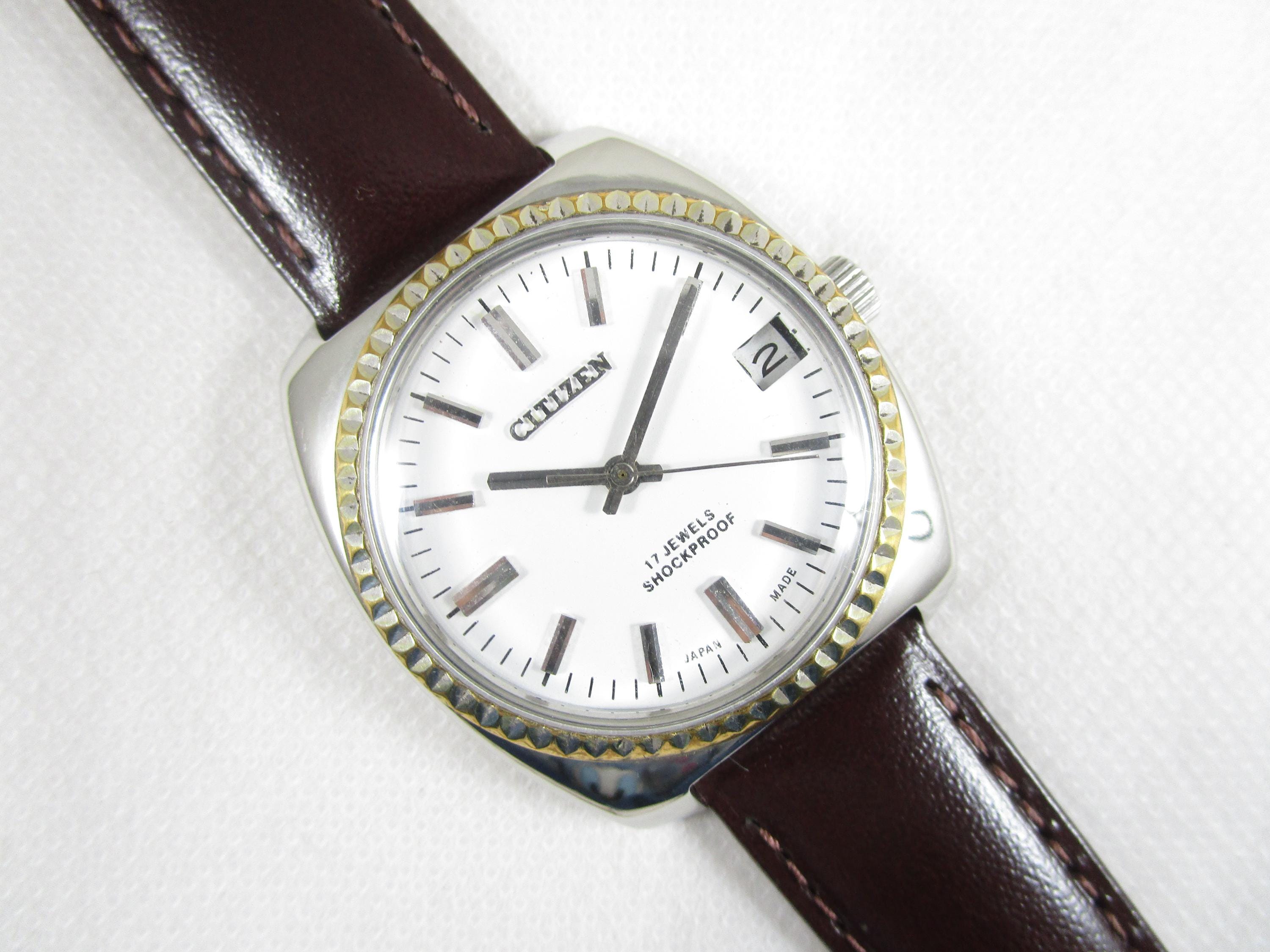Vintage CITIZEN 17 JEWELS Hand Winding Date Japan Made Watch# C450 