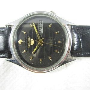 Original SEIKO Automatic 7009 17 Jewels Black Original Dial Japanese Wrist Vintage Watch# E283