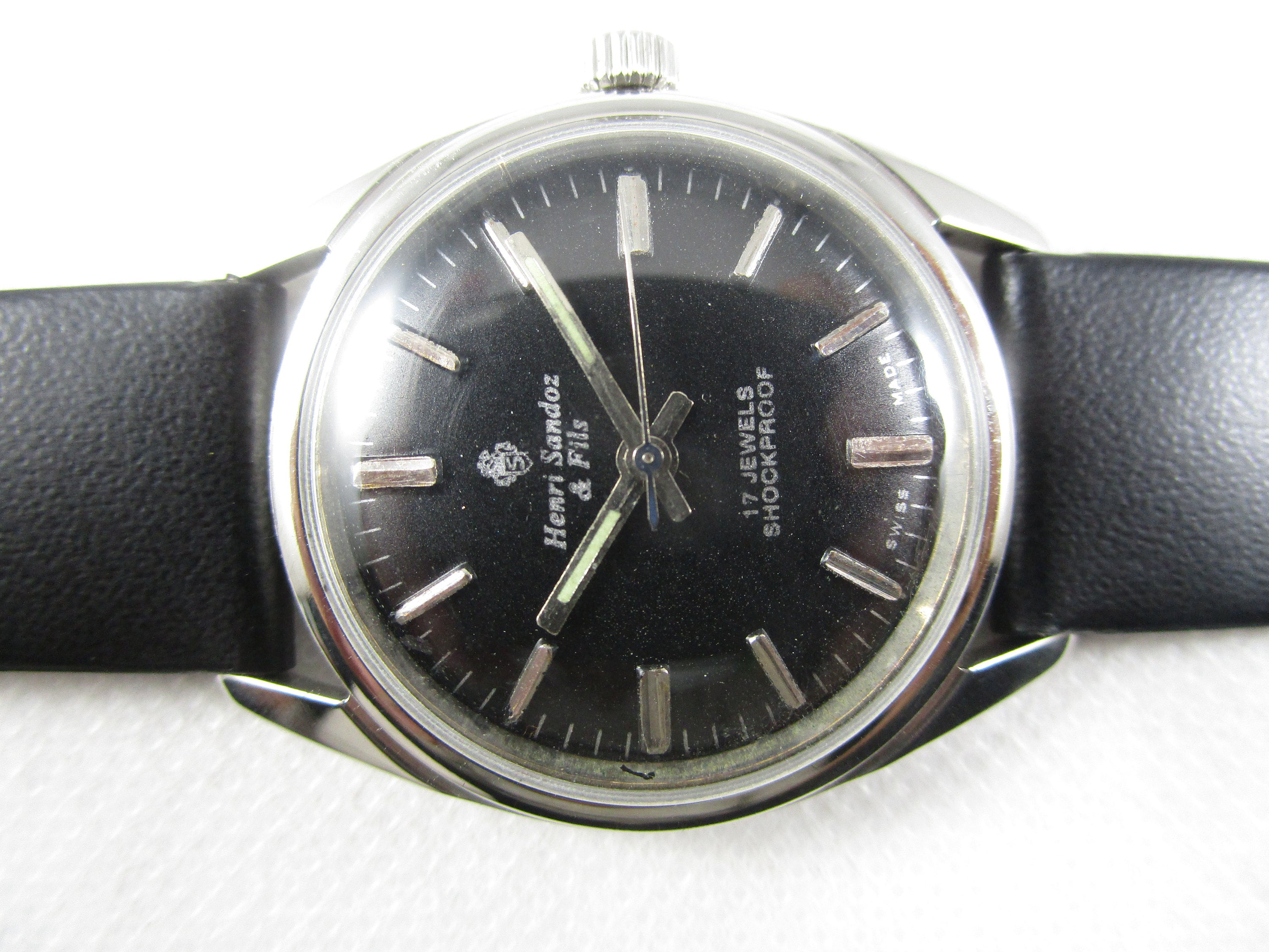 Original HENRI SANDOZ FILS 17 Jewels Shockproof Hand winding Pre owned Men s Vintage Watch B99 Etsy