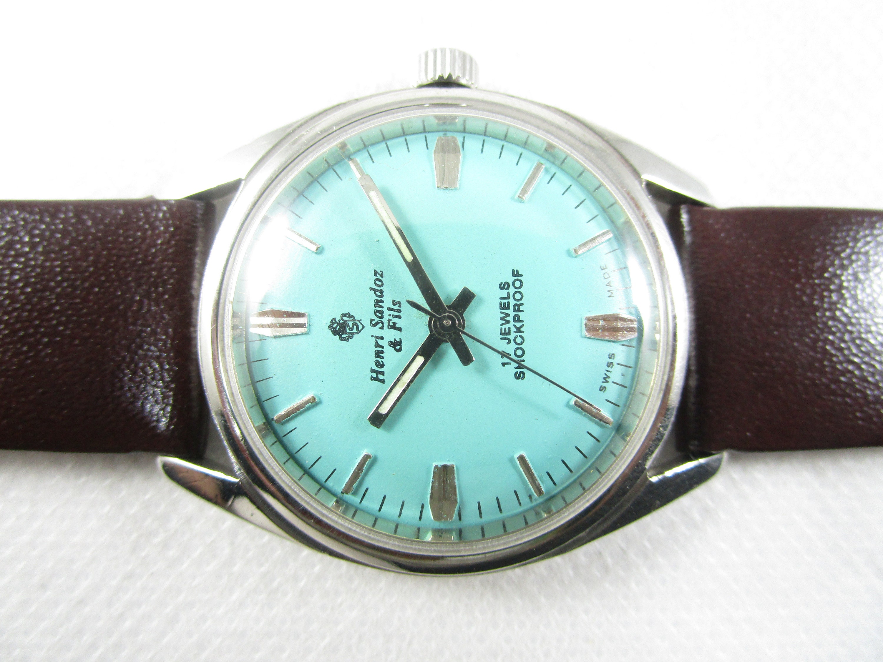 Original HENRI SANDOZ FILS 17 Jewels Shockproof Hand winding Pre owned Men s Vintage Watch B110 Etsy Australia