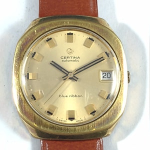 CERTINA Watch, Certina Blue Ribbon Automatic Date Swiss Watch, Original Dial, Vintage Watch
