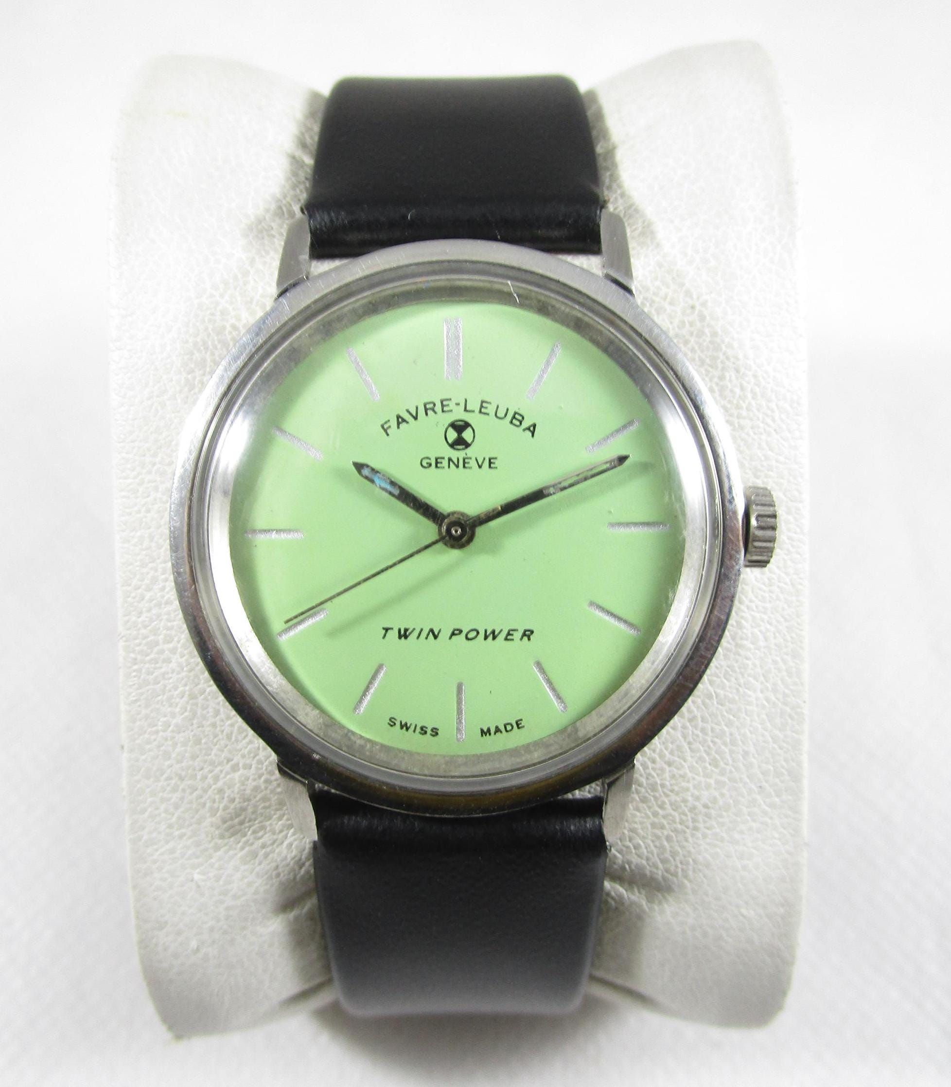FAVRE-LEUBA ビンテージモデル　純正ケース　グリーン Original 100% Vintage FAVRE LEUBA GENEVE Twin Power Winding Swiss
