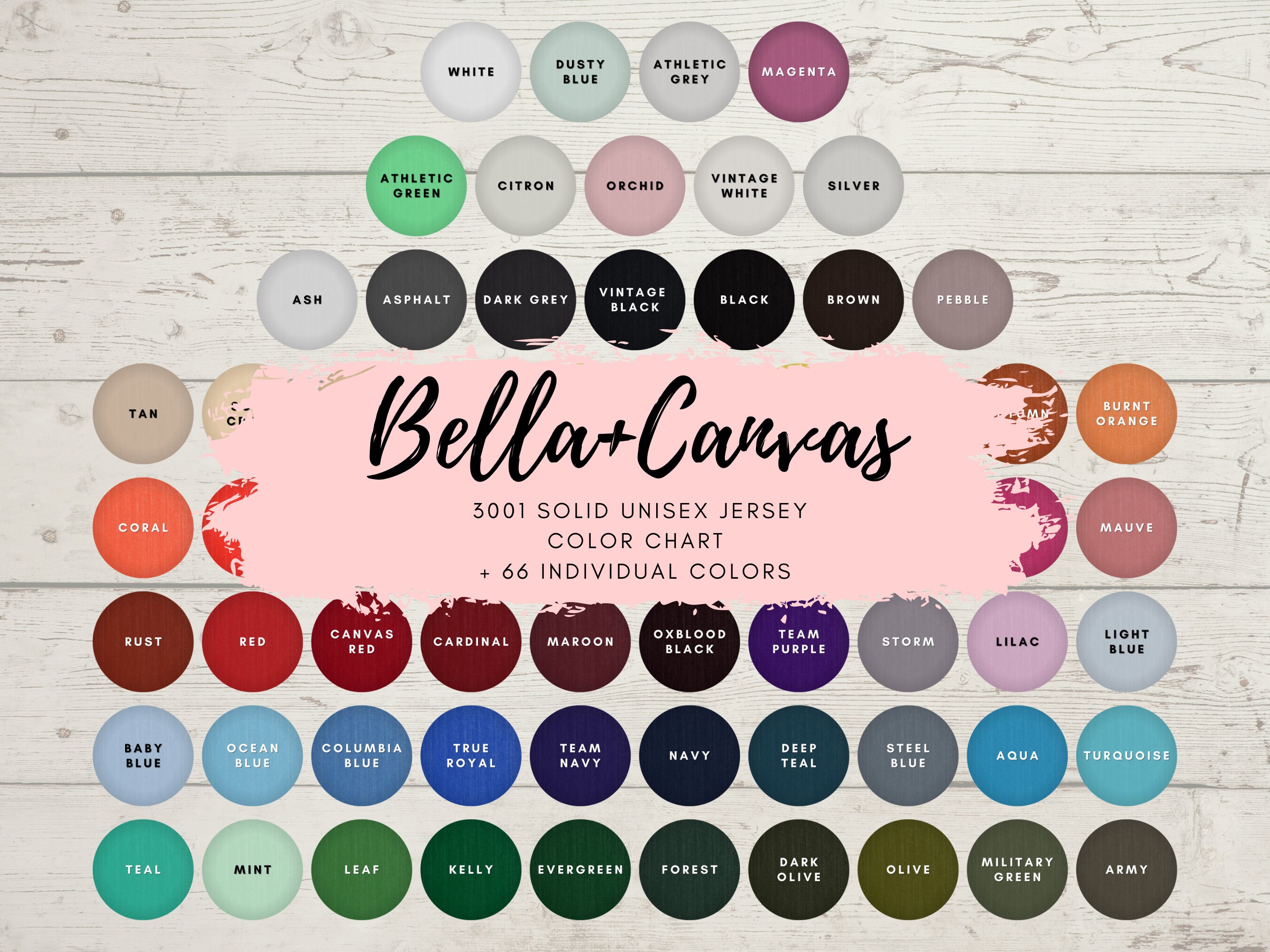 Download Bella Canvas 3001 Jersey Unisex Solid Color Chart bella | Etsy