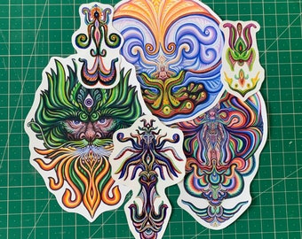 Sticker pack / psychedelic art / festival art / visionary art / angel spirit guide art / goddess art / meditation