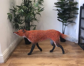Handmade life size wire fox