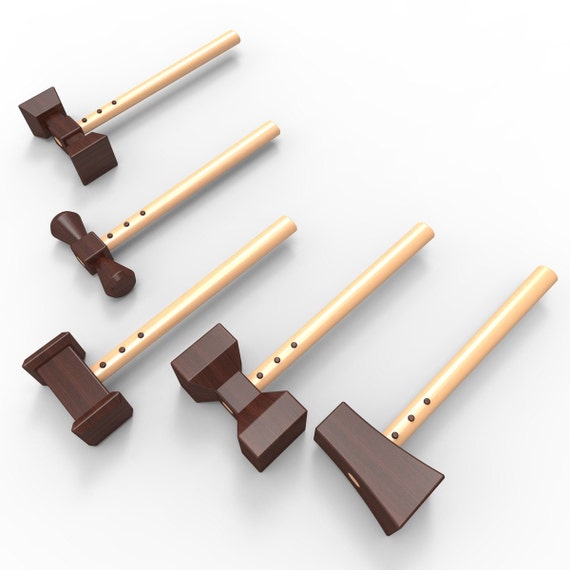 5 in 1. Wooden toy hammer plan set for DIY. Woodworking 